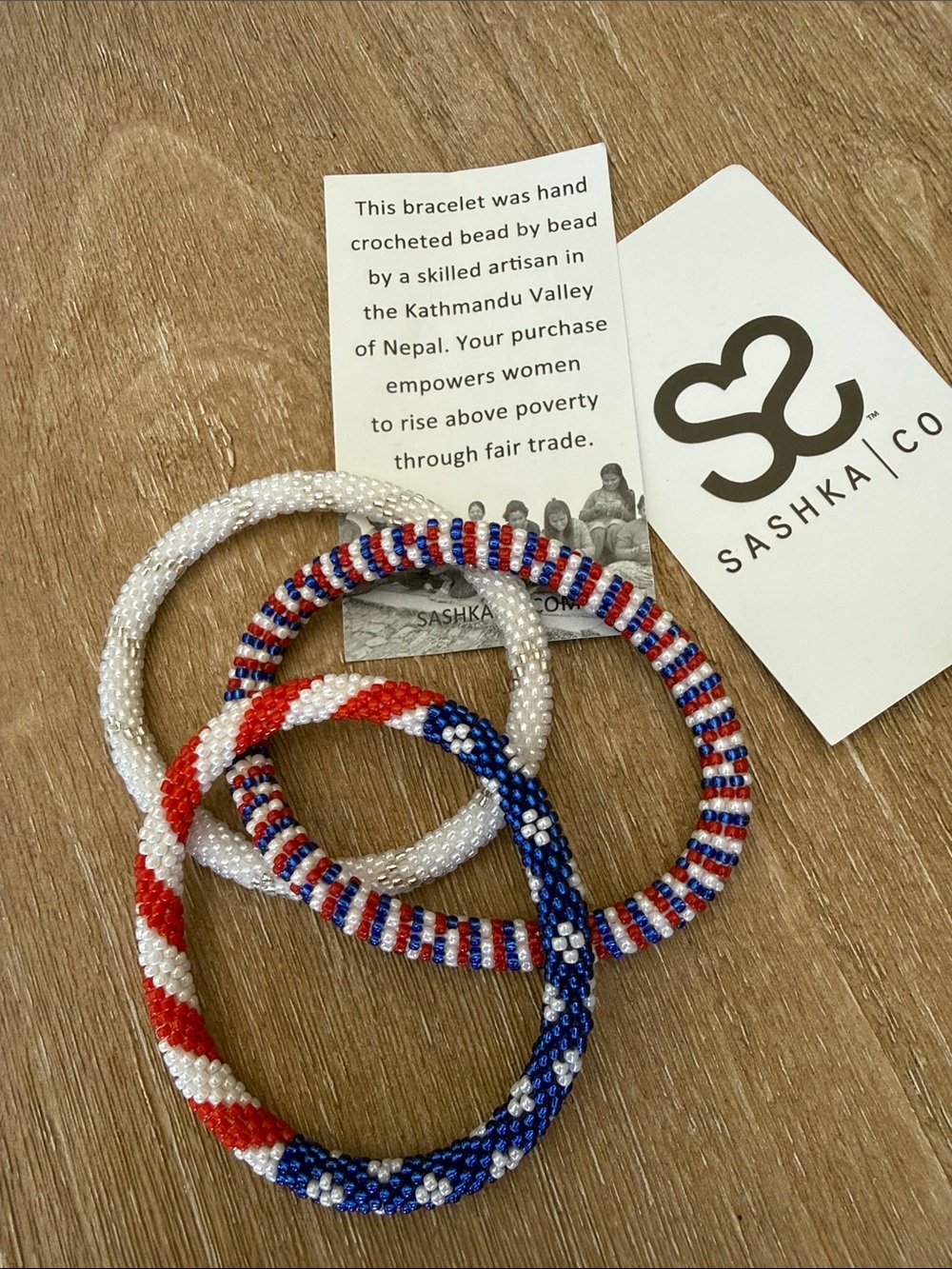 Sashka Co. Beaded Roll On Bracelets- Assorted Patriotic Patterns